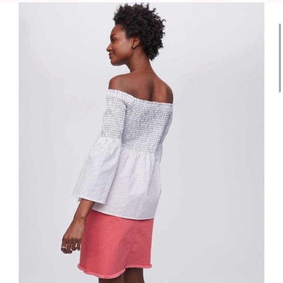 Loft stripe smocked off the shoulder top - Picture 5 of 5